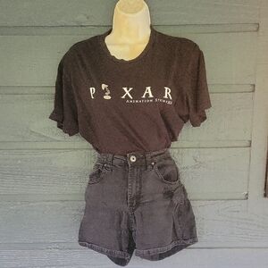 Black Distressed Jean Shorts S